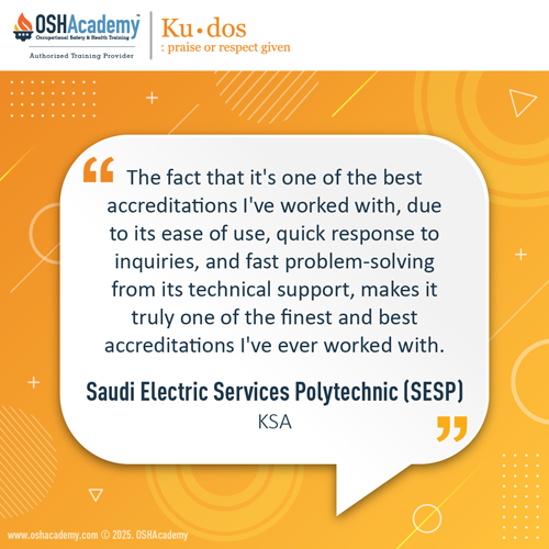 Kudos from SS Institute of Safety and Health, United Arab Emirates